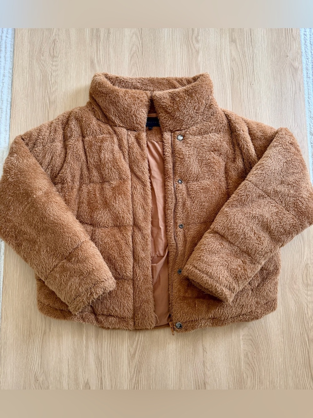 Kendall & Kylie Cozy Chestnut Brown Faux-Fur Puffer Jacket